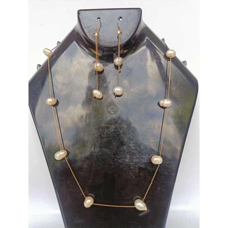 GENERICO - SET de collar con aretes de Perlas Blancas