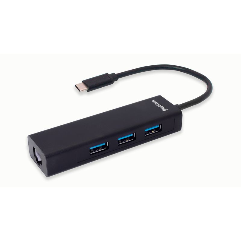 BESTCOM - Hub 4 en 1 USB-C a 3 USB 3.0/Ethernet RJ-45