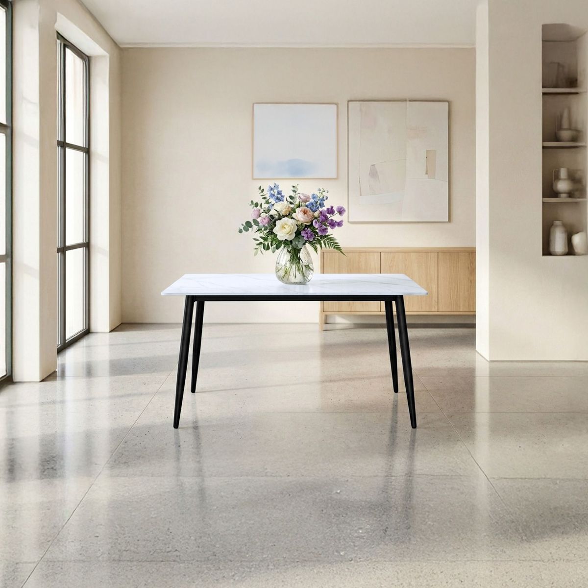 DIMATEX LEON - Mesa Comedor Pizarra sintetizada Patas Metalicas Refmontiel