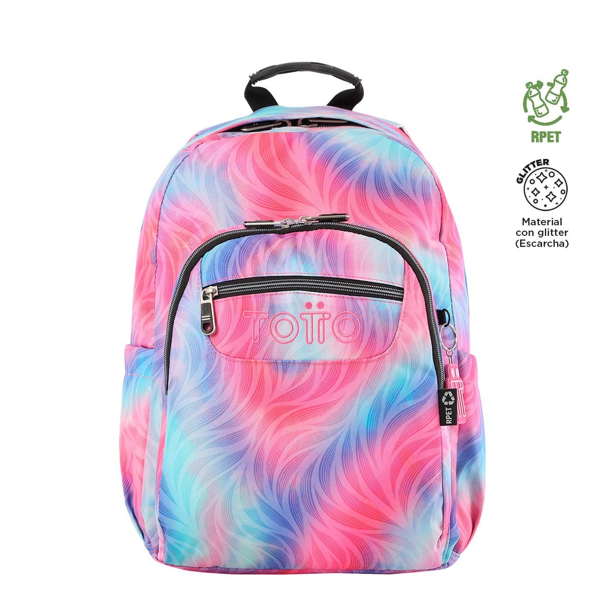 TOTTO - Morral Mochila Mujer Porta Pc Acuarela Glitter Totto