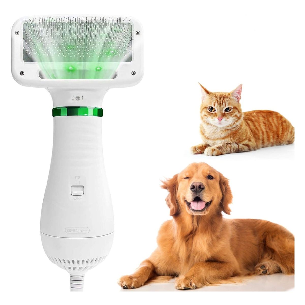 GENERICO - Cepillo Secador De Pelo Para Mascotas 2 En 1 Potente