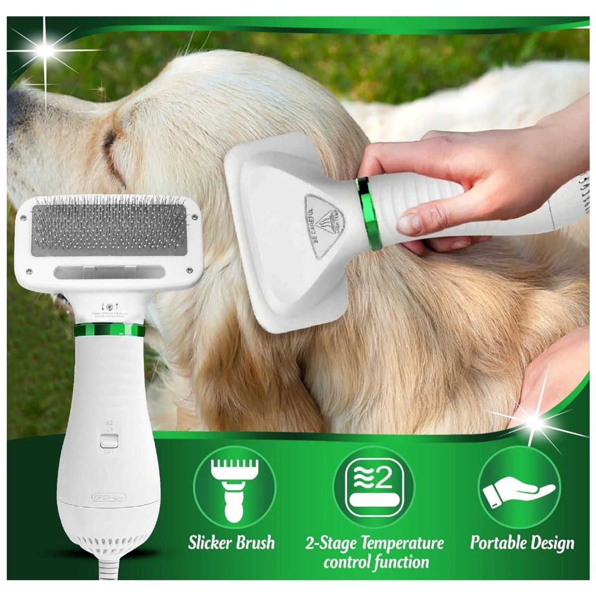 GENERICO - Cepillo Secador De Pelo Para Mascotas 2 En 1 Potente