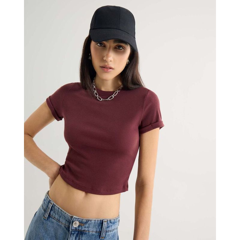 SEVEN SEVEN - Camiseta Para Mujer Manga Corta Cuello Redondo Color Vino Marca Seven Seven #28096181