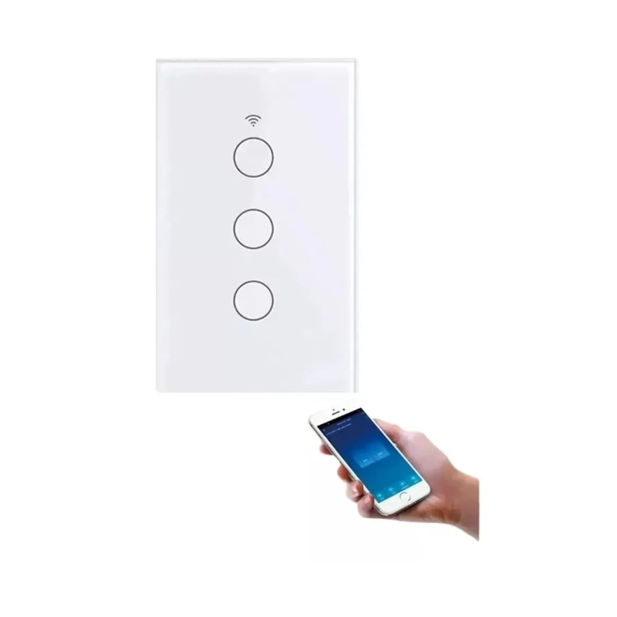 GENERAL - Switch Inteligente Wifi Google Home Y Alexa 3 Botones Blanco