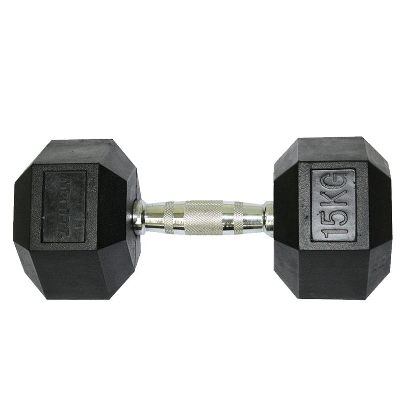 MOVIFIT - Mancuerna Hexagonal en Caucho 15 kg  Antideslizante