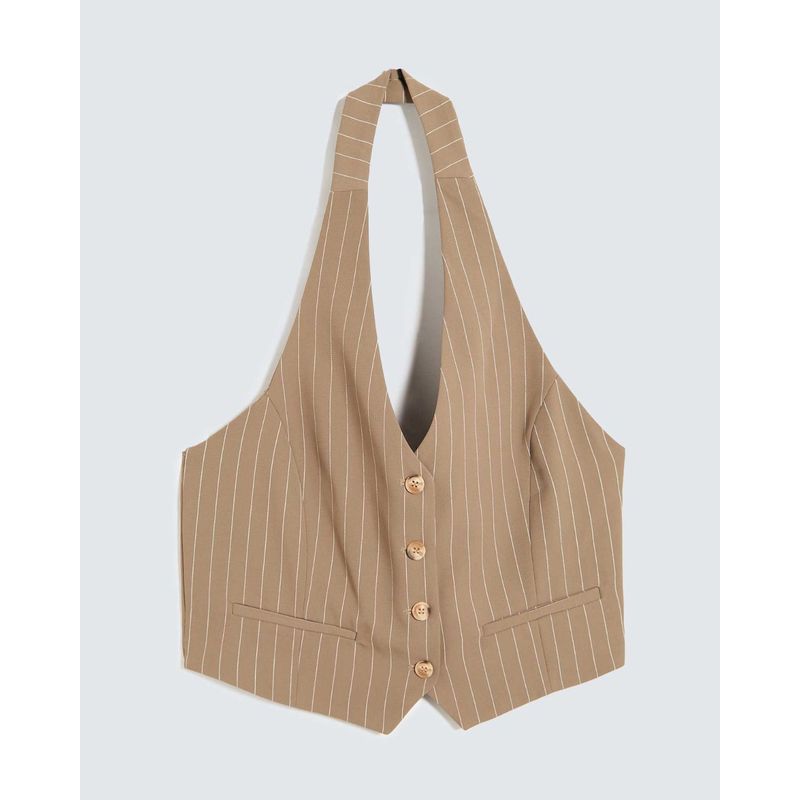 SEVEN SEVEN - Chaleco Para Mujer Plano Color Taupe Marca Seven Seven #28250124