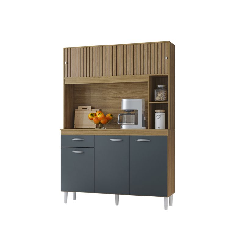 AKIVOY - Alacena Mueble Auxiliar Cocina Kit Duda Acanalada Damasco - Gris