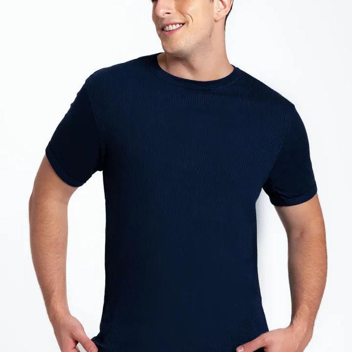 DIANE & GEORDI - Camiseta cuello redondo acanalada (2256) - Negro