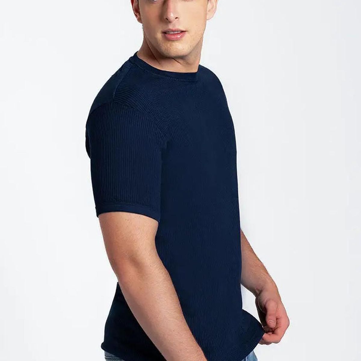 DIANE & GEORDI - Camiseta cuello redondo acanalada (2256) - Azul oscuro