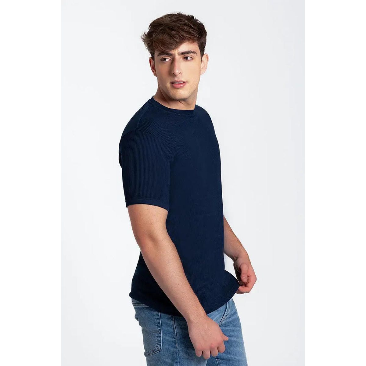 DIANE & GEORDI - Camiseta cuello redondo acanalada (2256) - Azul oscuro