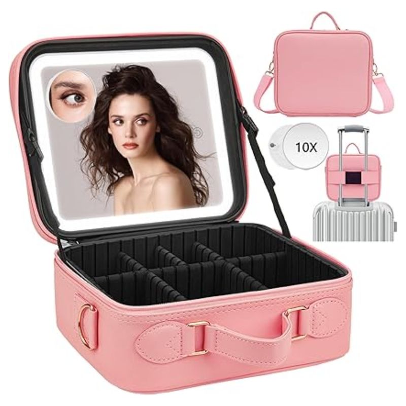 GENERICO - Cosmetiquero Con Espejo Y Luz LED