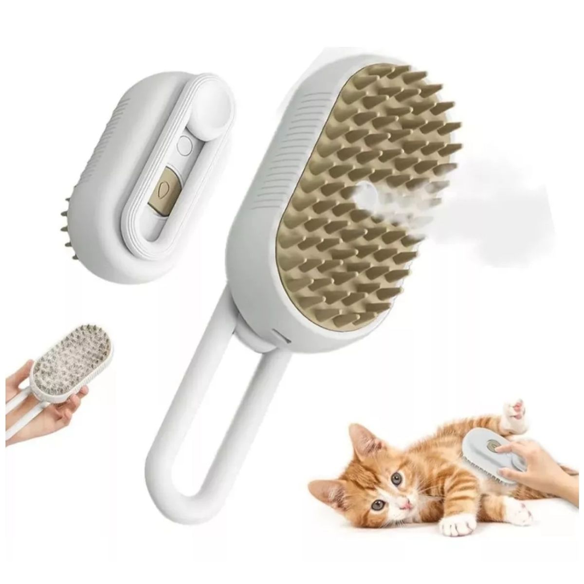 GENERICO - Cepillo De Vapor Automatico Peine Gatos Perros 3 En 1