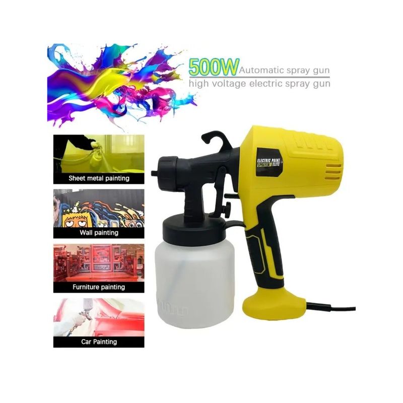 GENERICO - Pistola Pintar Pulverizadora Eléctrica 500W con 3 Boquillas y Depósito 800ml