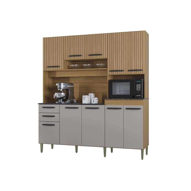 AKIVOY - Alacena Mueble Auxiliar Cocina Elisa Acanalada Damasco 180cm