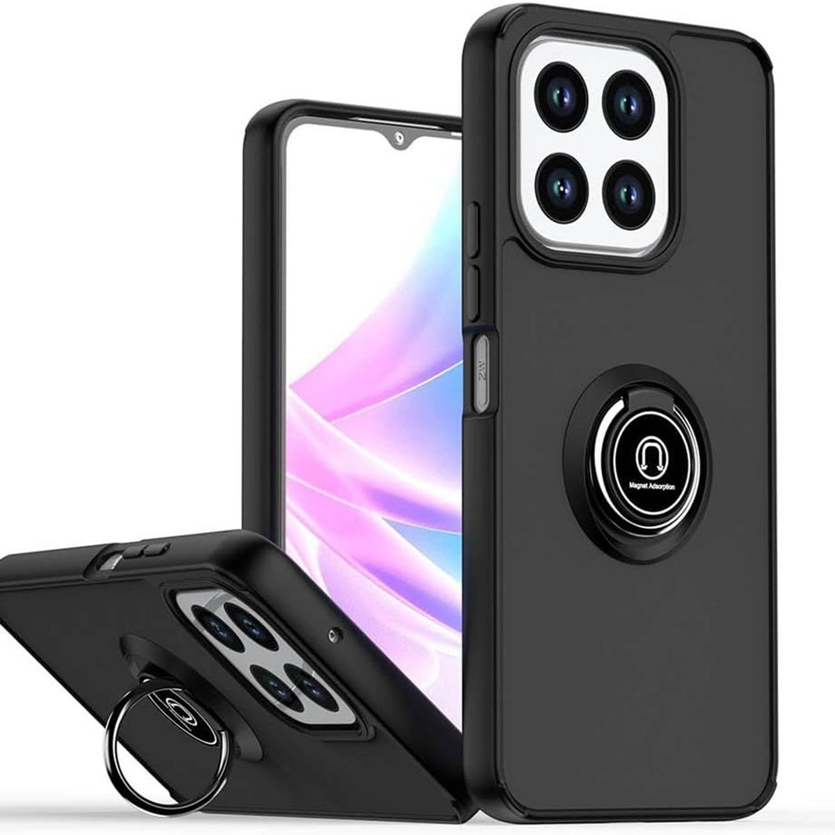 GENERICO - Funda Estuche Mate Con Anillo Compatible Con Honor 200 Smart Negro
