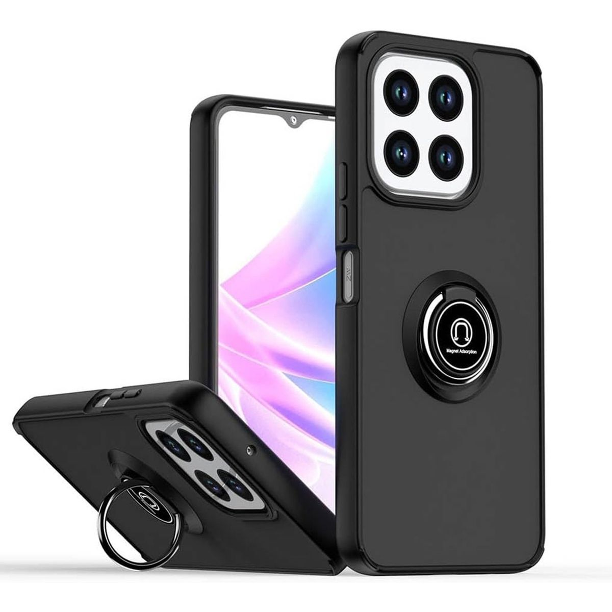 GENERICO - Funda Estuche Mate Con Anillo Compatible Con Honor 200 Smart Negro
