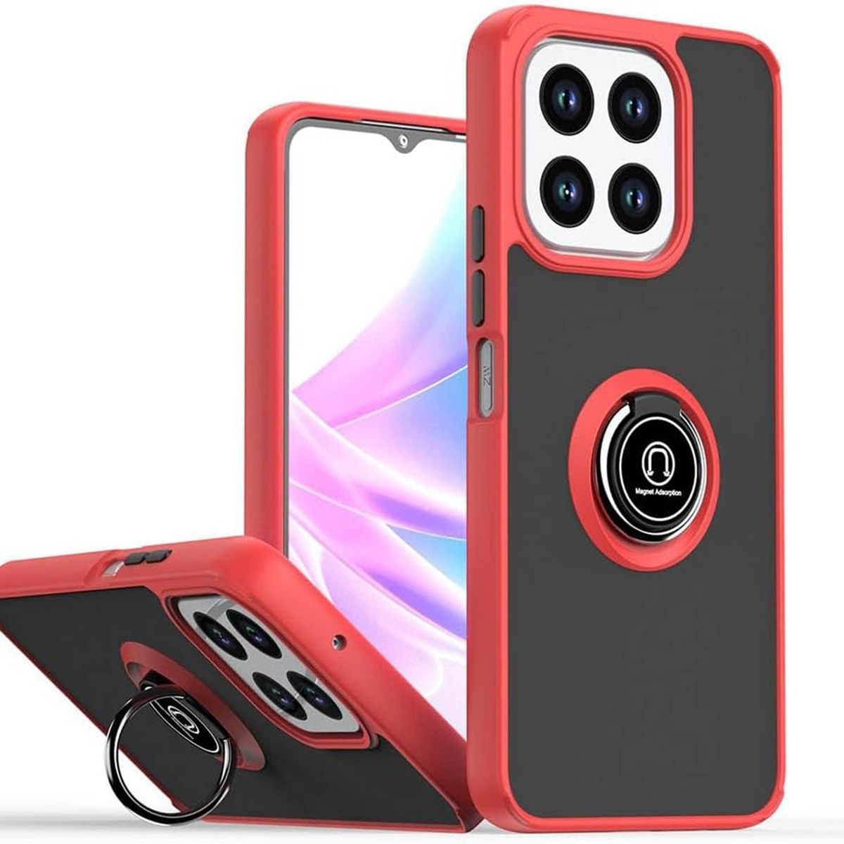 GENERICO - Funda Estuche Mate Con Anillo Compatible Con Honor 200 Smart Rojo