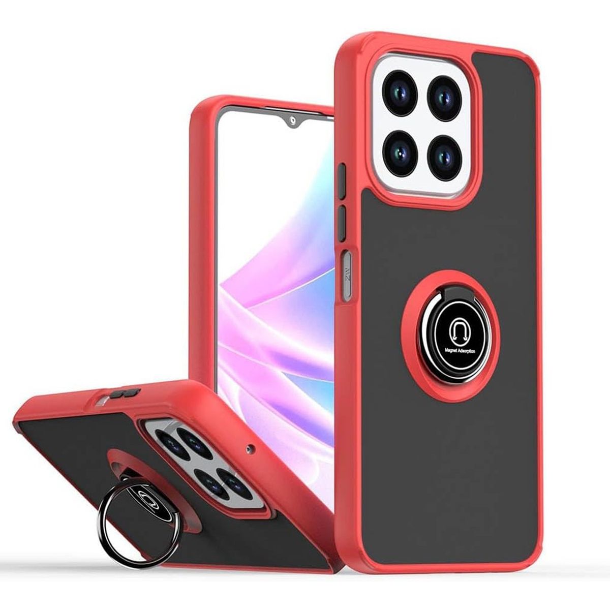 GENERICO - Funda Estuche Mate Con Anillo Compatible Con Honor 200 Smart Rojo
