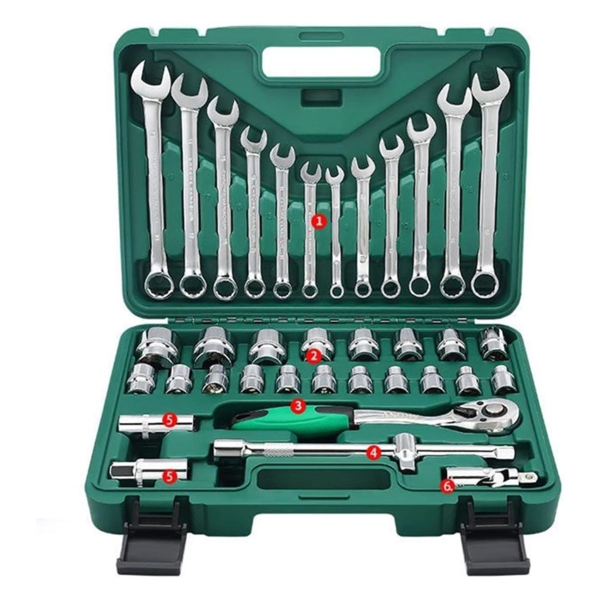 GENERICO - Set Herramientas 37 Piezas Llaves Y Copas Mixtas 1/2 Maletín