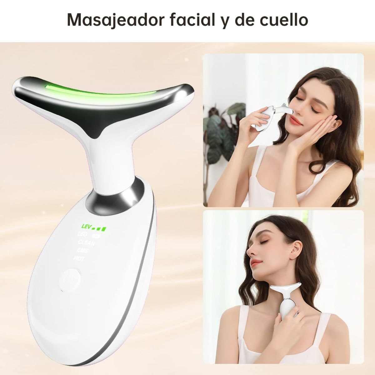 CARER SPARK - Masajeador facial y de cuello con luz LED de 3 colores