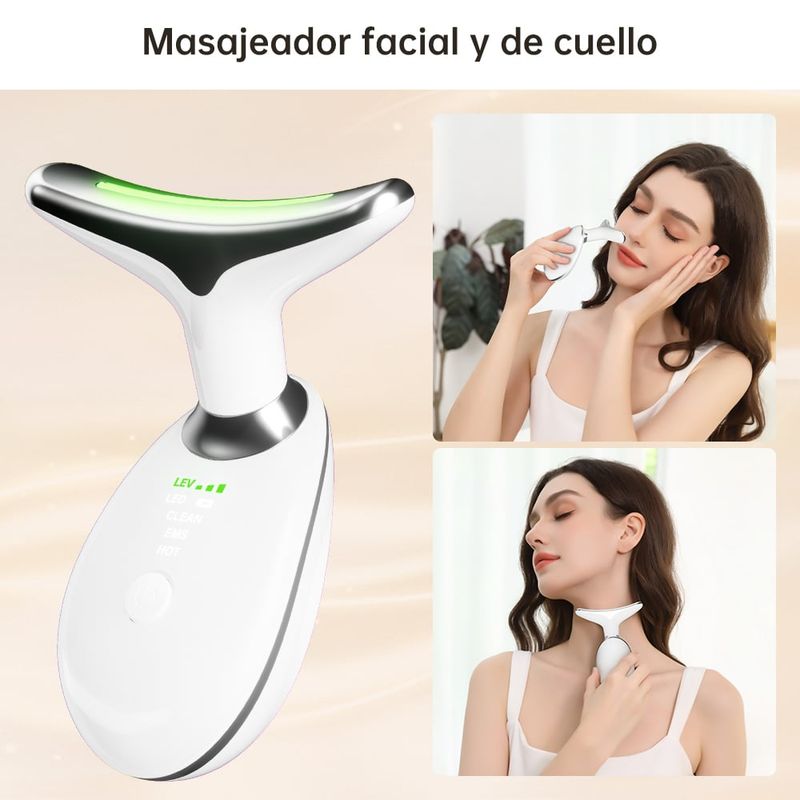 CARER SPARK - Masajeador facial y de cuello con luz LED de 3 colores