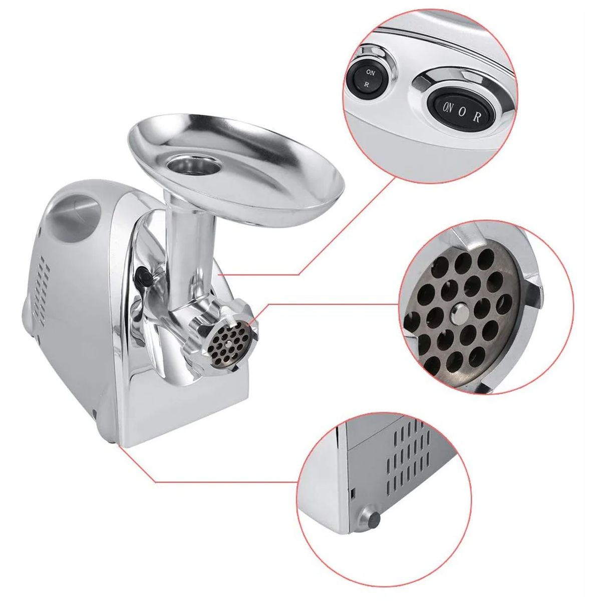 UNIVERSAL ROYAL - Molino Eléctrico Para Carnes Y Granos Con Cuchillas Duales