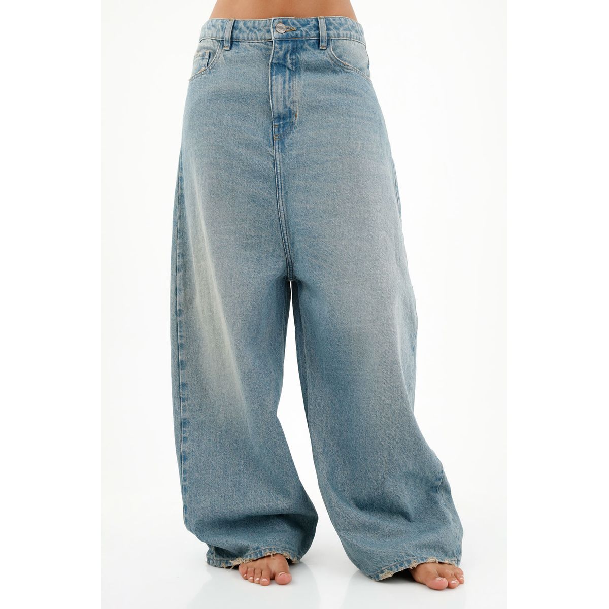 TENNIS - Jean de tiro súper largo azul para mujer