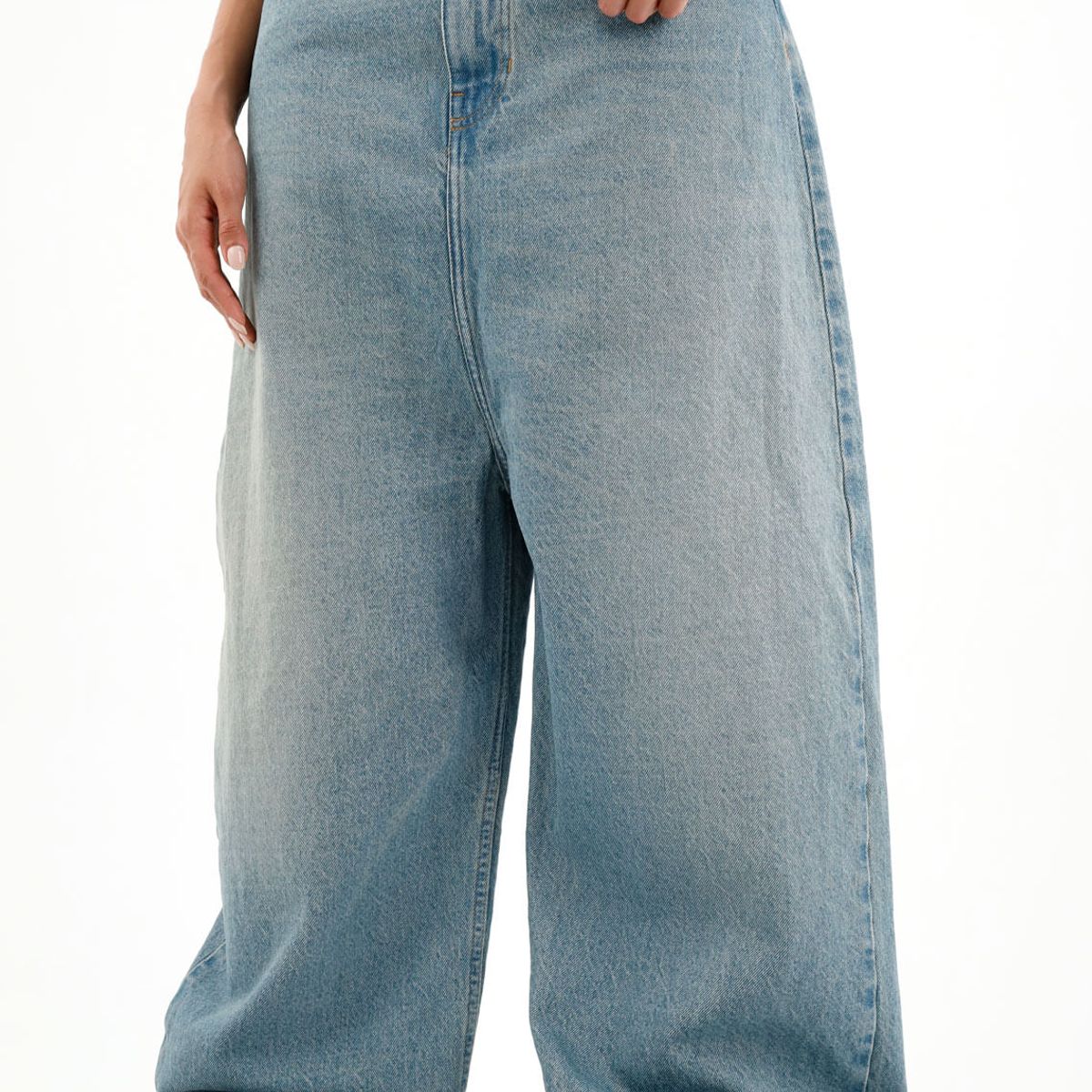 TENNIS - Jean de tiro súper largo azul para mujer