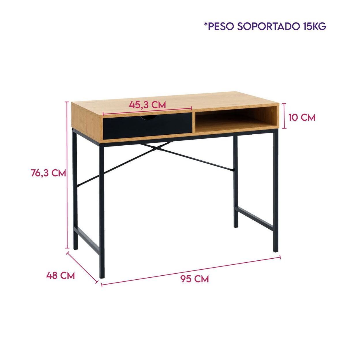 DIMATEX LEON - Escritorio Mesa Pc Oficina Cajón Industrial Refamaranta