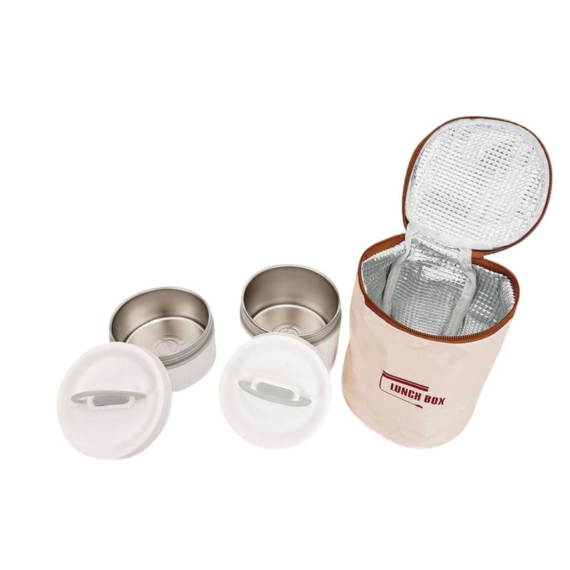 GENERICO - Lonchera Térmica Con 2 Portacomidas De Acero Inoxidable