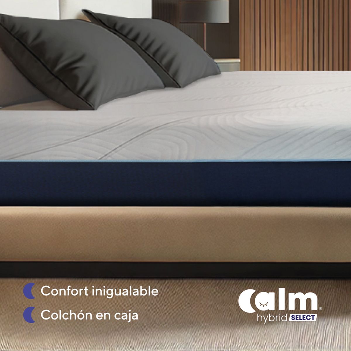 CALM - Colchón Calm Hybrid Select Queen Ortopédico con Resortes Pocket