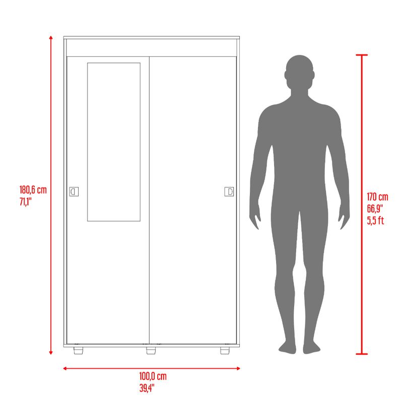 RTA DESIGN - Closet Angelo Fresno Europeo y Wengue con Dos Puertas Corredizas