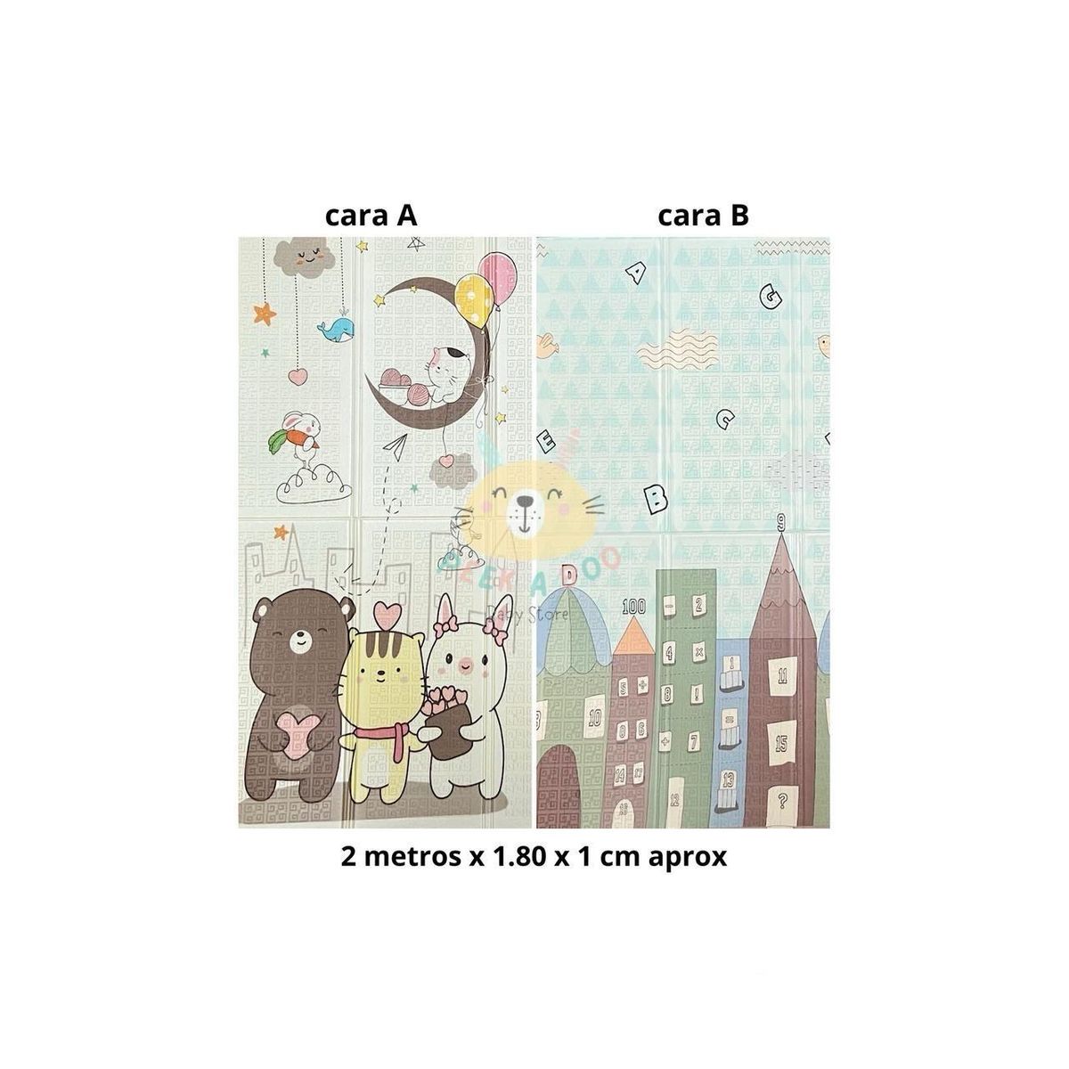 GENERICO - Tapete Para Bebé Plegable Doble Faz Grande De 2M X 180M