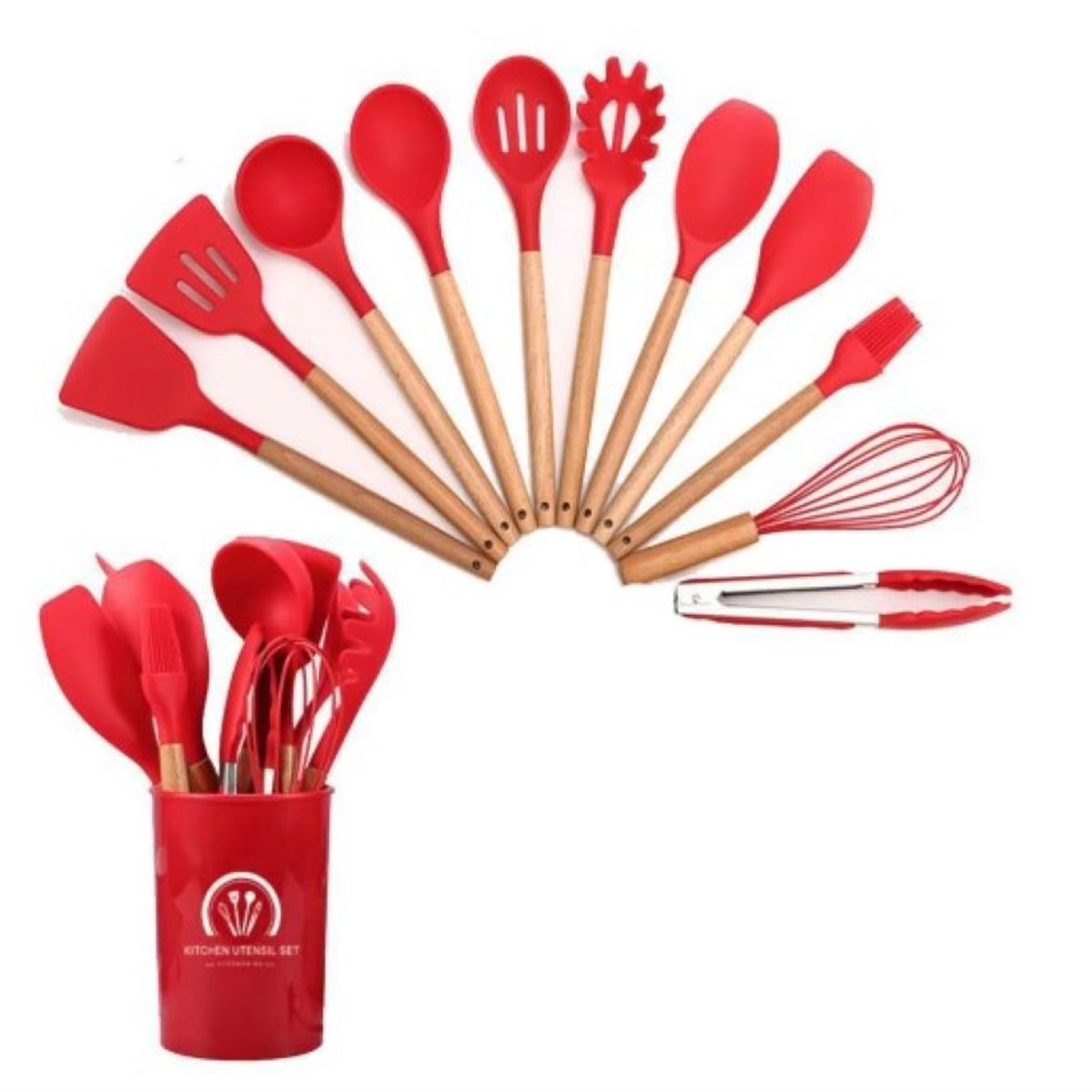 ZHOPI CO - Set Utensilios Cocina Silicona 12 Pz Resistentes Al Calor