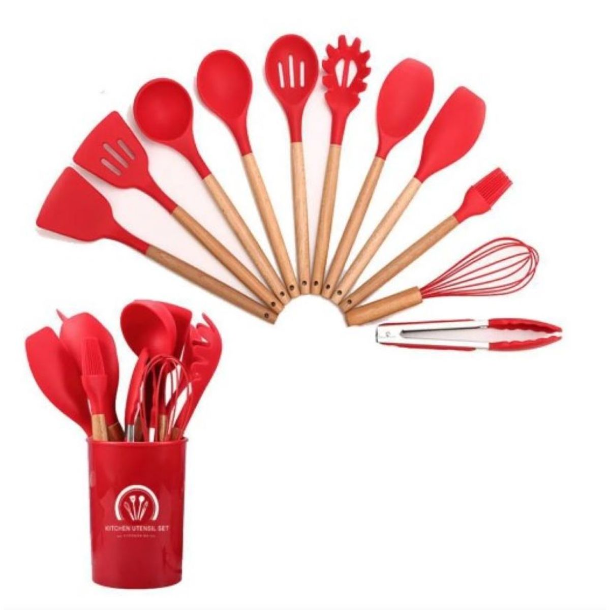 ZHOPI CO - Set Utensilios Cocina Silicona 12 Pz Resistentes Al Calor