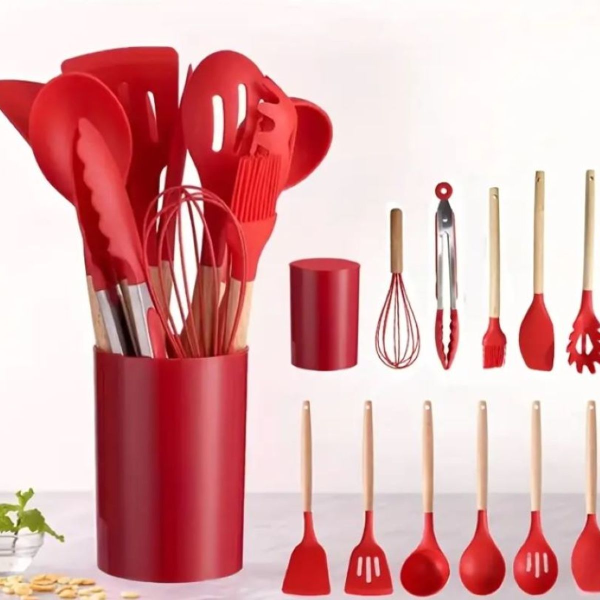 ZHOPI CO - Set Utensilios Cocina Silicona 12 Pz Resistentes Al Calor