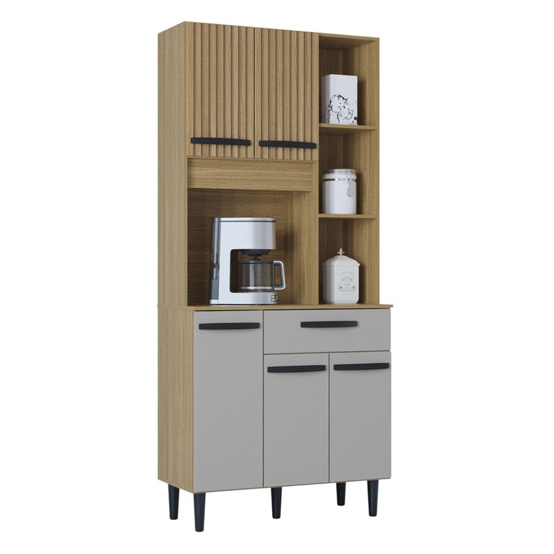 AKIVOY - Alacena Mueble Auxiliar Cocina Kit Malu Acanalada Damasco