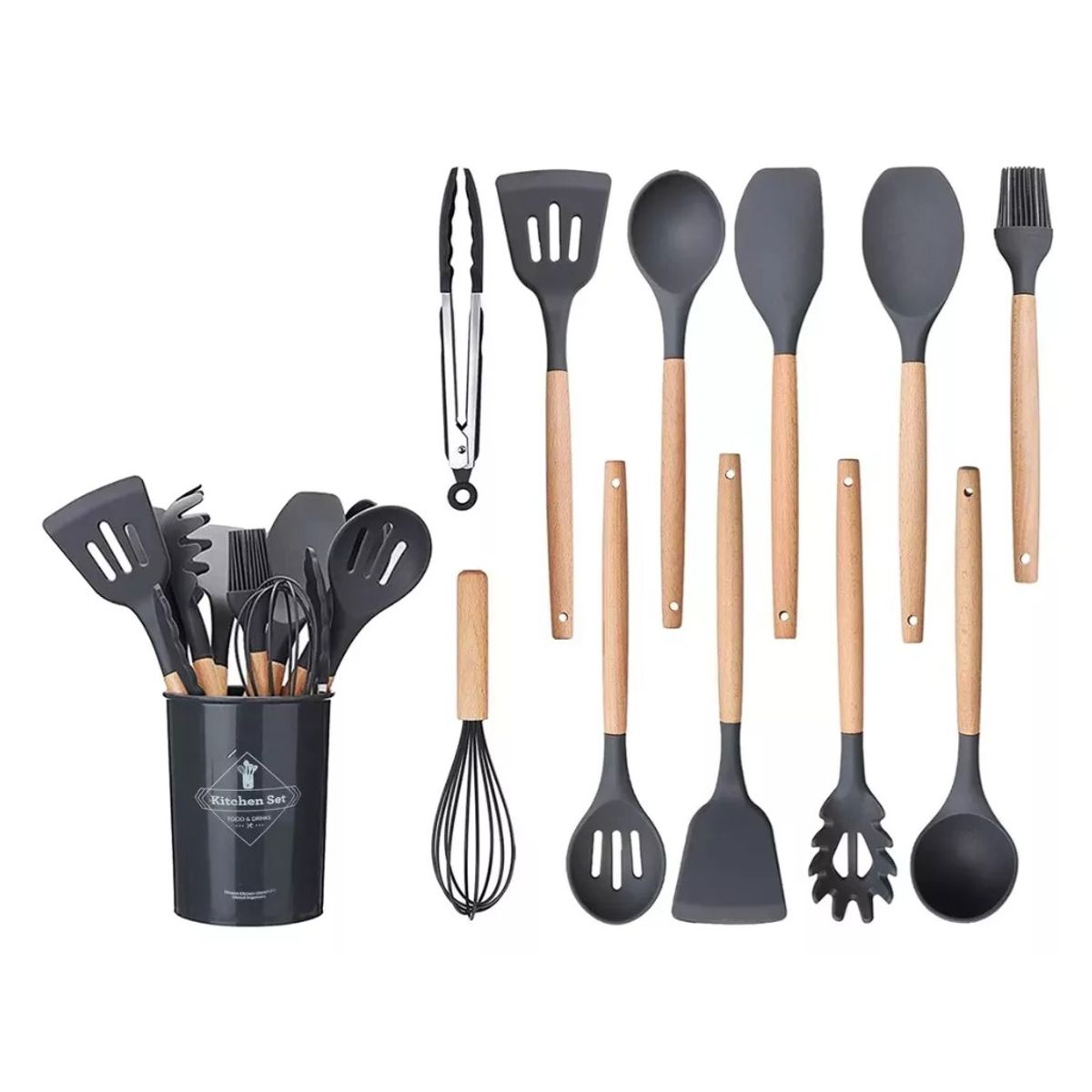 ZHOPI CO - Set Utensilios Cocina Silicona 12 Pz Resistentes Al Calor