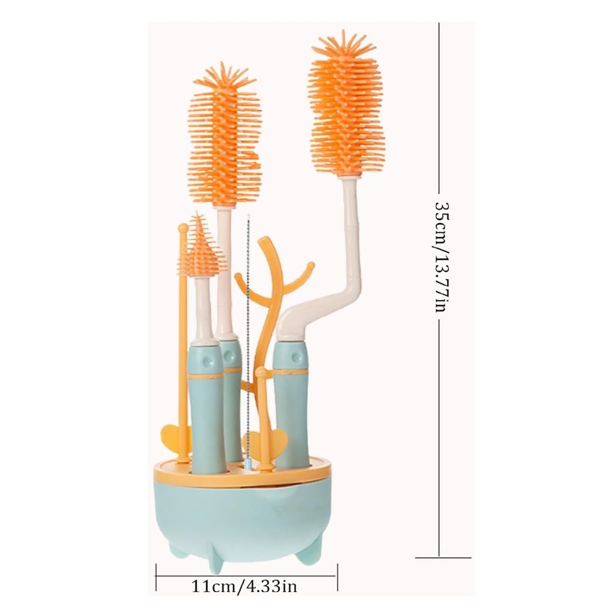 GENERICO - Set Cepillos Silicona Lavateteros Biberones Chupo Escurridor
