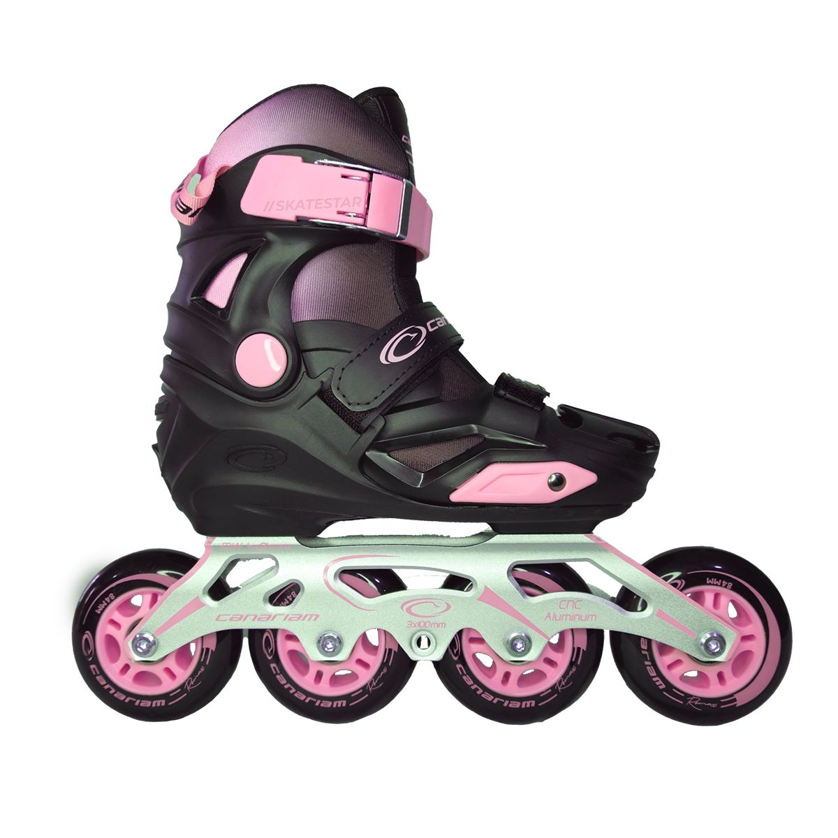 CANARIAM - Patines para Niños Canariam Romax Negro-Rosa Talla 33-36