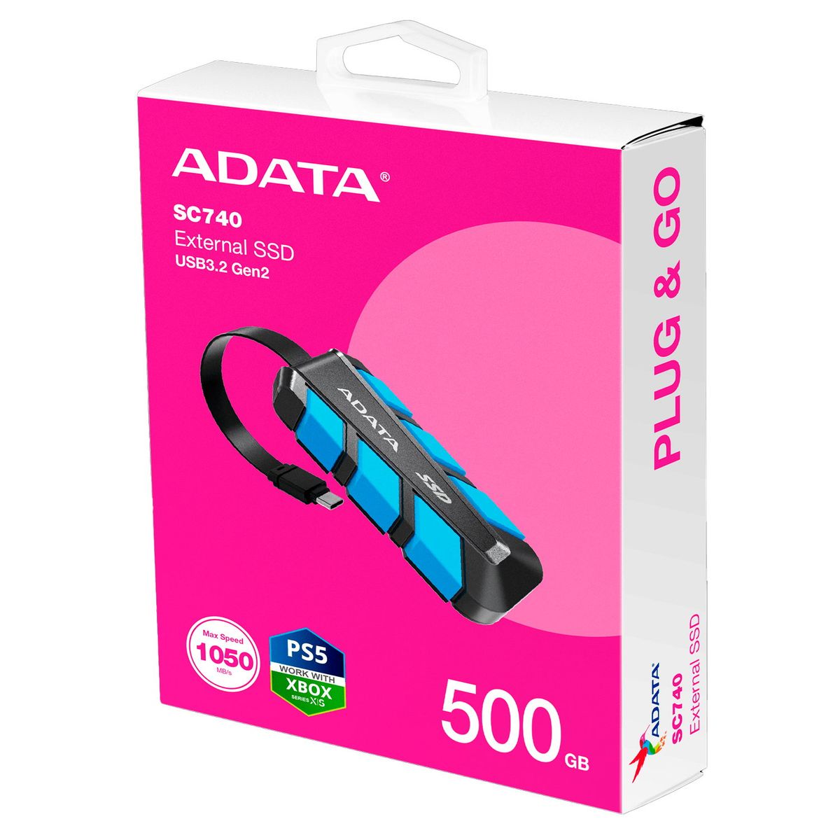 ADATA - Disco Duro Externo Adata SC740 SSD 500GB USB-C