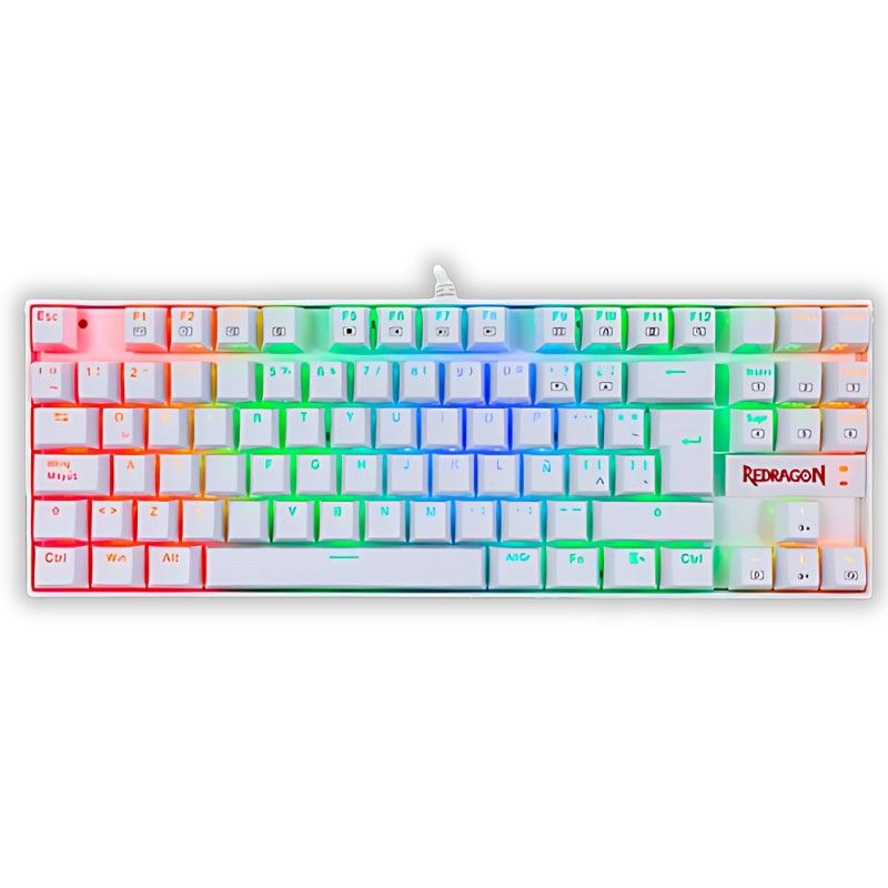 REDRAGON - TECLADO GAMER REDRAGON KUMARA K552-KR CON LUCES RGB SWITCH ROJO EN ESPAÑOL BLANCO