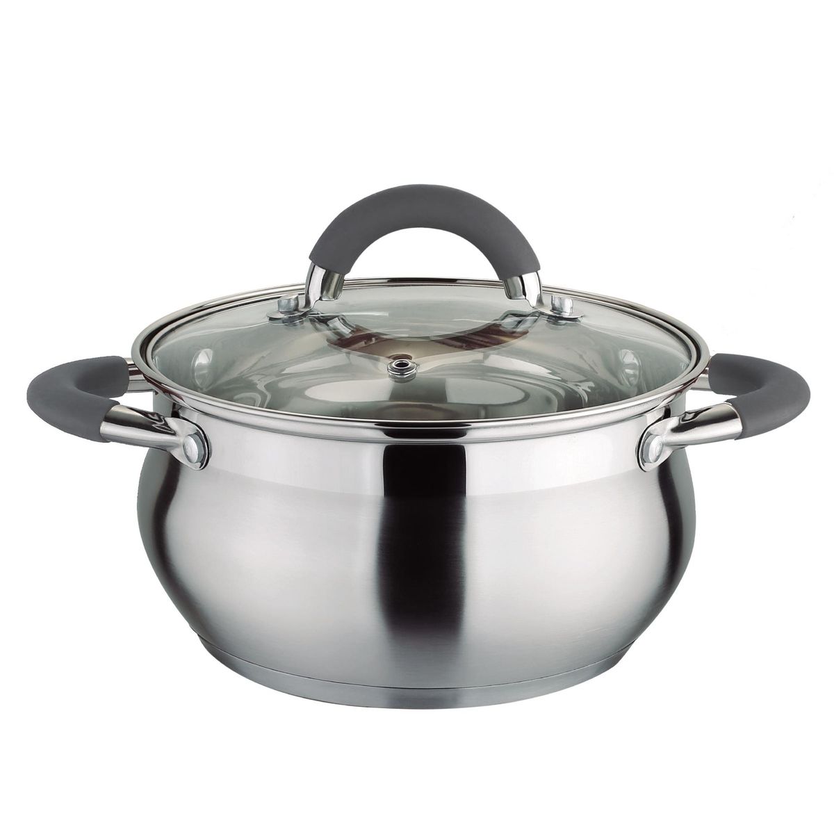 HOME ELEMENTS - OLLA CTAPA 22CM ACERO INOX ACC SILICONA GRIS HESOA-22