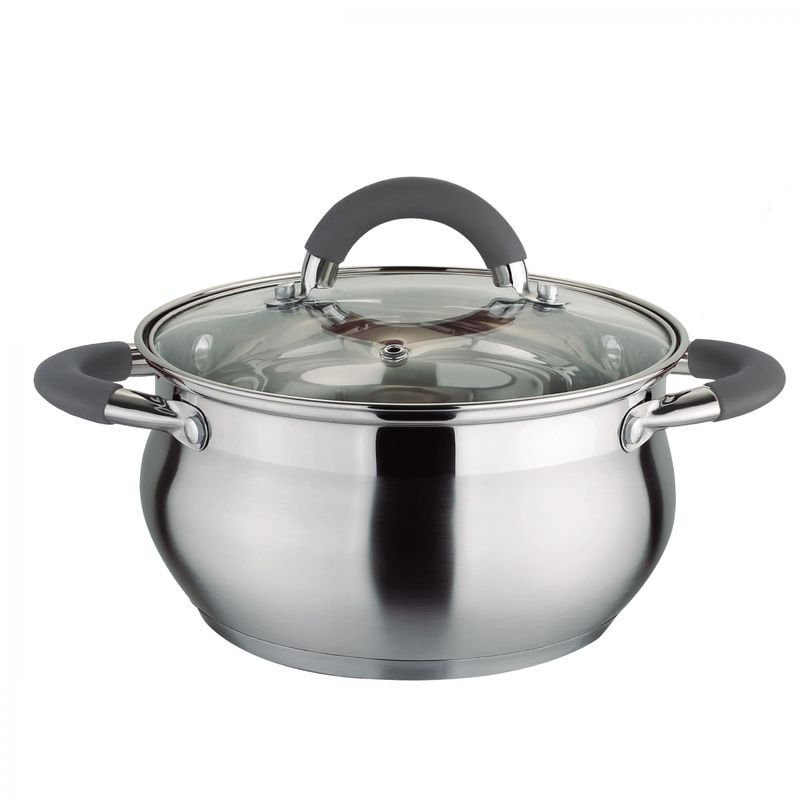 HOME ELEMENTS - OLLA CTAPA 22CM ACERO INOX ACC SILICONA GRIS HESOA-22