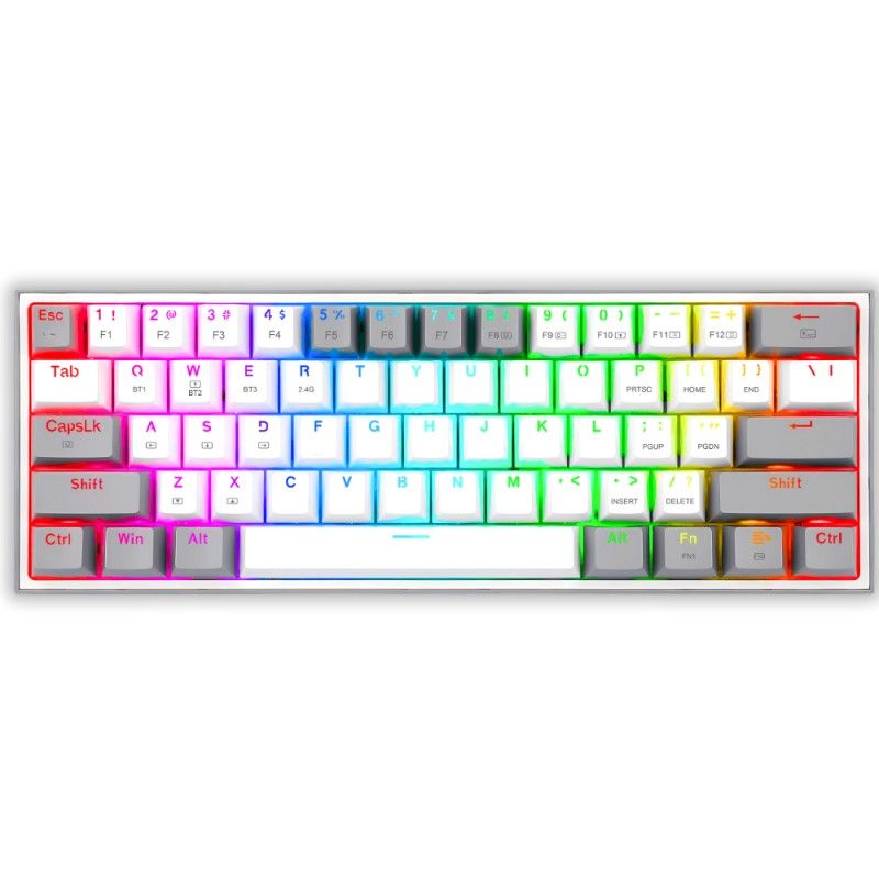 REDRAGON - TECLADO REDRAGON FIZZ PRO K616-RGB-WG BLANCO-GRIS SWITCH ROJO EN ESPAÑOL
