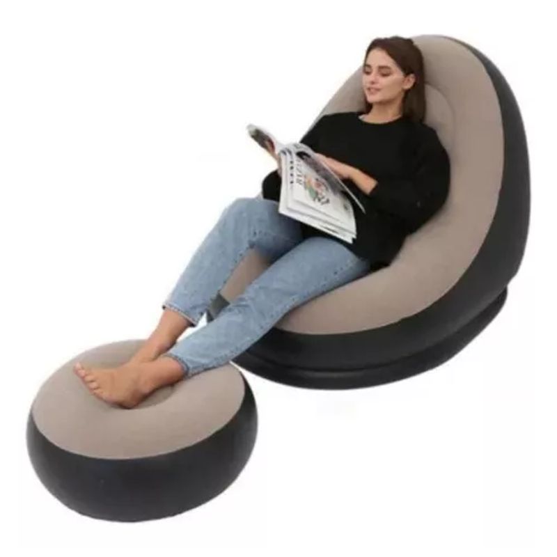 GENERICO - Sillon Sofá Inflable Portátil Plegable Con Reposapiés beige