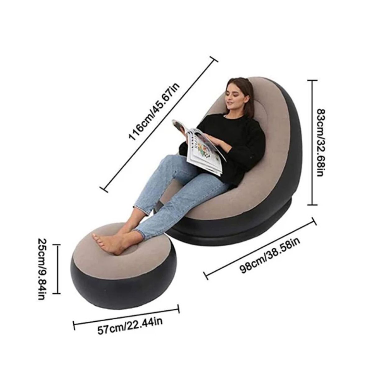 GENERICO - Sillon Sofá Inflable Portátil Plegable Con Reposapiés azul