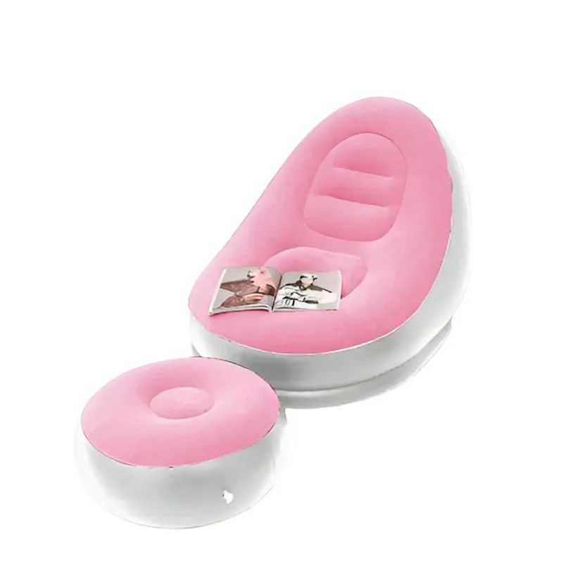 GENERICO - Sillon Sofá Inflable Portátil Plegable Con Reposapiés rosa