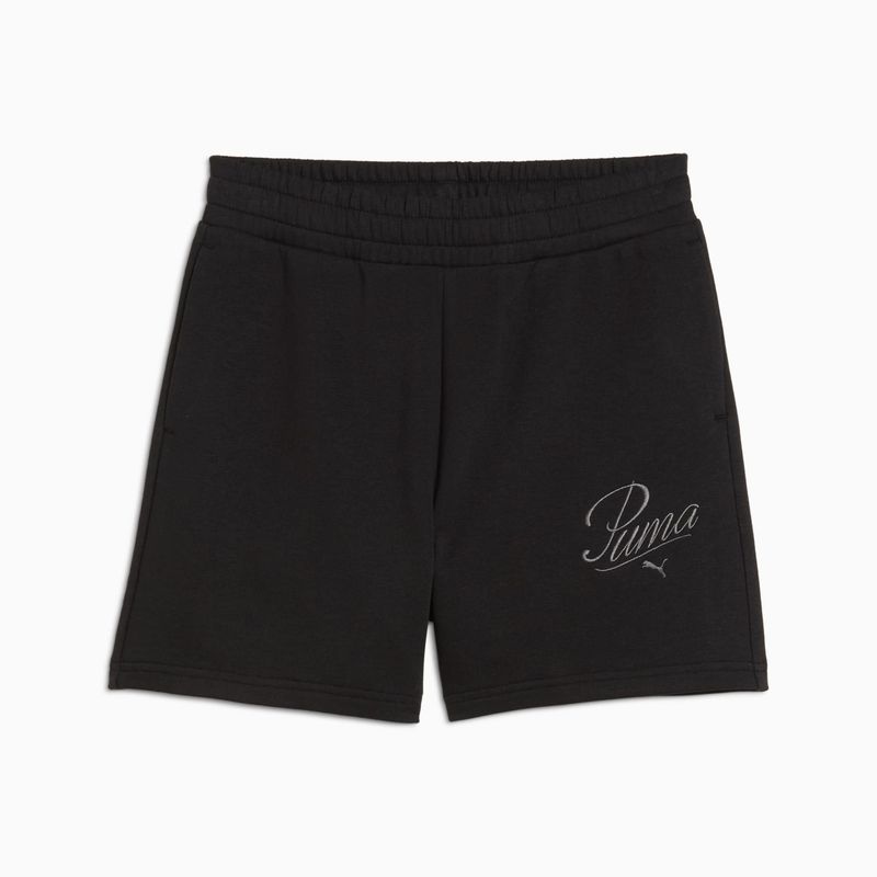 PUMA - Short Deportivo Marca Puma High-Waist Original Negro Mujer