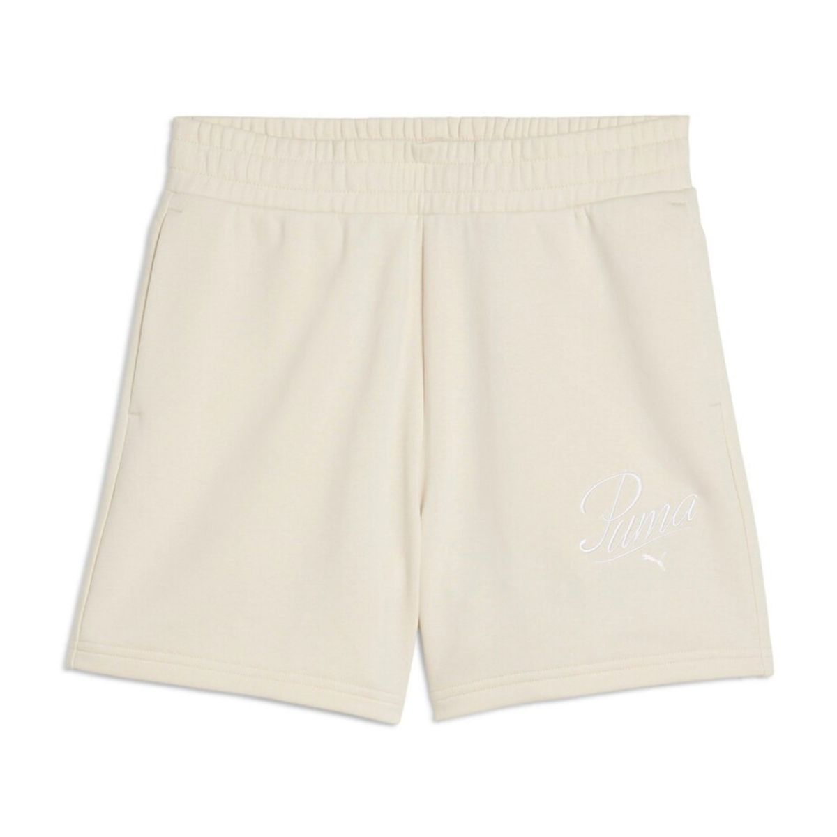 PUMA - Short Deportivo Marca Puma High-Waist Original Blanco Mujer